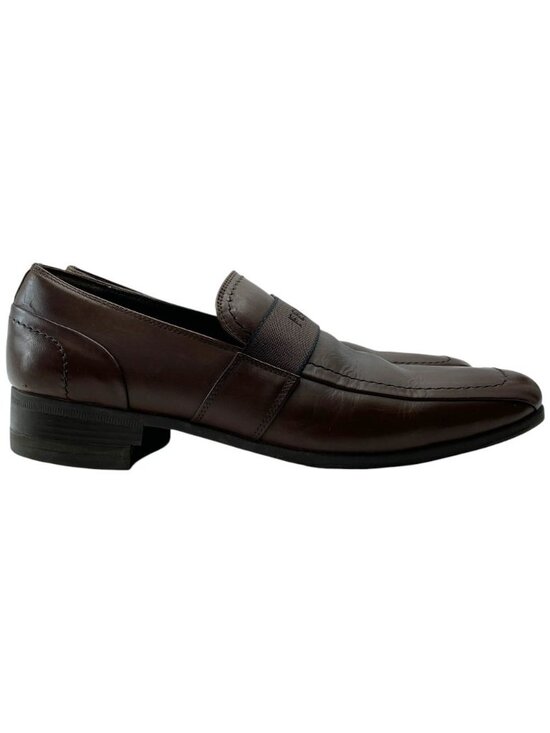 Fendi Loafers Logo Shoes Square Toe Leather Brown Daily main image 8